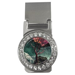 Night Sky Nature Tree Night Landscape Forest Galaxy Fantasy Dark Sky Planet Money Clips (cz)  by Posterlux