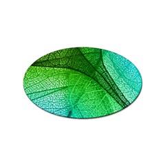 3d Leaves Texture Sheet Blue Green Sticker (oval) by Cemarart