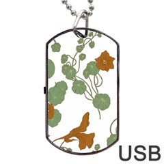 Nasturtium Flower Plant Leaves Dog Tag Usb Flash (one Side) by Maspions