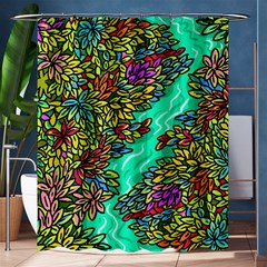 Background Leaves River Nature Shower Curtain 60  X 72  (medium)  by Maspions