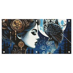 Steampunk Woman With Owl 2 Steampunk Woman With Owl Woman With Owl Strap Banner And Sign 4  X 2  by CKArtCreations