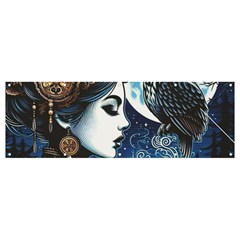 Steampunk Woman With Owl 2 Steampunk Woman With Owl Woman With Owl Strap Banner And Sign 12  X 4  by CKArtCreations