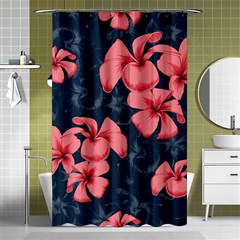 5902244 Pink Blue Illustrated Pattern Flowers Square Pillow Shower Curtain 48  X 72  (small)  by BlackRoseStore