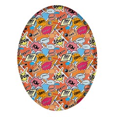 Pop Culture Abstract Pattern Oval Glass Fridge Magnet (4 Pack) by designsbymallika