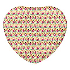 Summer Watermelon Pattern Heart Glass Fridge Magnet (4 Pack) by designsbymallika