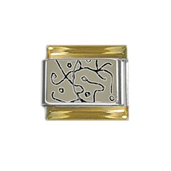 Sketchy Abstract Artistic Print Design Gold Trim Italian Charm (9mm) by dflcprintsclothing