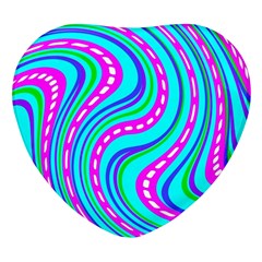 Swirls Pattern Design Bright Aqua Heart Glass Fridge Magnet (4 Pack) by Ndabl3x