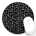 Chalk Music Notes Signs Seamless Pattern Round Mousepad Front