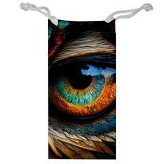 Eye Bird Feathers Vibrant Jewelry Bag by Hannah976