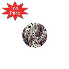 Paisley Print Musical Notes8 1  Mini Buttons (100 Pack)  by RiverRootz