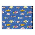 Sea Fish Blue Submarine Animals Patteen Two Sides Fleece Blanket (Small) 45 x34  Blanket Back