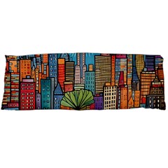 City New York Nyc Skyscraper Skyline Downtown Night Business Urban Travel Landmark Building Architec Body Pillow Case (dakimakura) by Posterlux