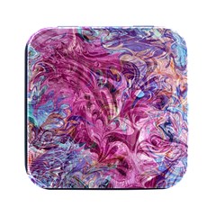 Fuchsia Blend Square Metal Box (black) by kaleidomarblingart