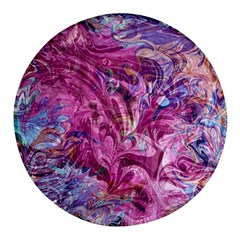 Fuchsia Blend Round Glass Fridge Magnet (4 Pack) by kaleidomarblingart