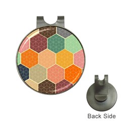 Abstract Hex Hexagon Grid Pattern Honeycomb Hat Clips With Golf Markers by Proyonanggan