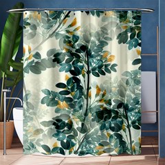 Vintage Retro Flowers Leaves Foliage Plants Shower Curtain 60  X 72  (medium)  by Ndabl3x