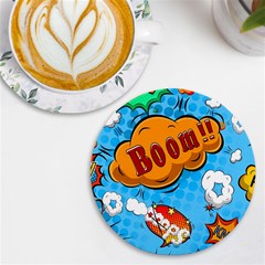 Comical Words Animals Comic Omics Crazy Graffiti Uv Print Round Tile Coaster by Bedest