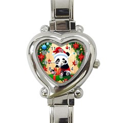 Schwarz Pandaweihnachten300dpi Heart Italian Charm Watch by 2607694b