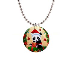 Schwarz Pandaweihnachten300dpi 1  Button Necklace by 2607694b