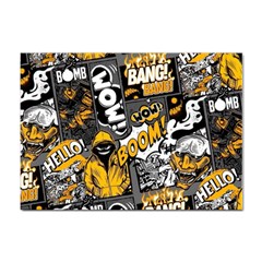 Boom Bang Art Crazy Drawing Graffiti Hello Retro Sayings Yellow Sticker A4 (10 Pack) by Bedest