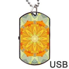 Sunshine Sunny Sun Abstract Yellow Dog Tag Usb Flash (two Sides) by Ravend