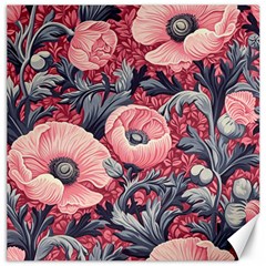 Vintage Floral Poppies Canvas 12  X 12  by Grandong