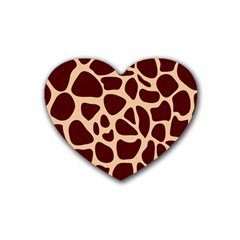 Animal Print Girraf Patterns Rubber Heart Coaster (4 Pack) by Ket1n9