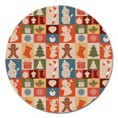 Cute Christmas Seamless Pattern Vector  - Magnet 5  (round) by Ket1n9