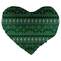 Christmas Knit Digital Large 19  Premium Heart Shape Cushions by Mariart