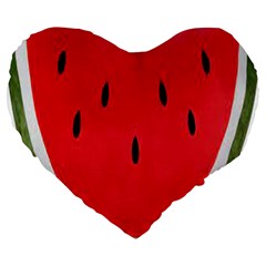 Watermelon Pillow Fluffy Large 19  Premium Flano Heart Shape Cushions by Azkajaya