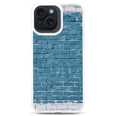 White And Blue Brick Wall Iphone 15 Plus Tpu Uv Print Case by Azkajaya