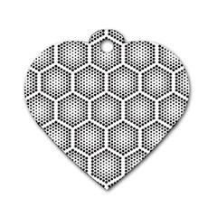 Halftone Tech Hexagons Seamless Pattern Dog Tag Heart (one Side) by Ket1n9