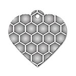 Halftone Tech Hexagons Seamless Pattern Dog Tag Heart (One Side) Front