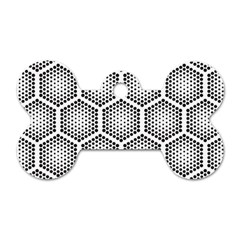 Halftone Tech Hexagons Seamless Pattern Dog Tag Bone (one Side) by Ket1n9