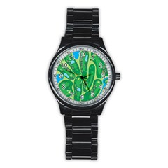 Golf Course Par Green Stainless Steel Round Watch by Loisa77