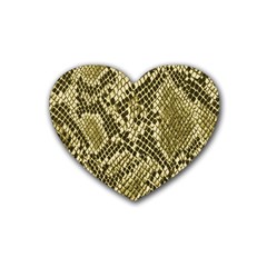 Yellow Snake Skin Pattern Rubber Coaster (heart) by Ket1n9