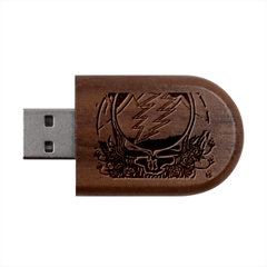 Grateful Steal Your Face Deadhead Hippie Logo Symbol Wood Oval Usb Flash Drive by Loisa77