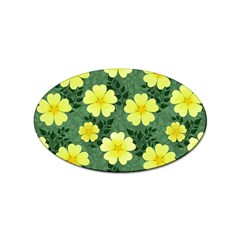 Bloom Flowering Yellow Blade Green Sticker (oval) by Loisa77