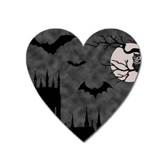 Halloween Background Halloween Scene Heart Magnet by Ket1n9