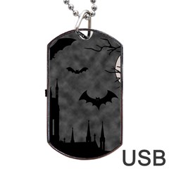 Halloween Background Halloween Scene Dog Tag Usb Flash (two Sides) by Ket1n9