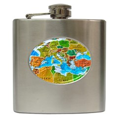 World Map Hip Flask (6 Oz) by Ket1n9