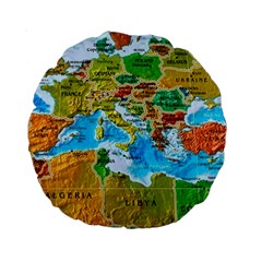 World Map Standard 15  Premium Round Cushions by Ket1n9