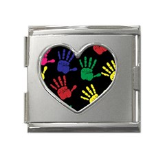 Handprints Hand Print Colourful Mega Link Heart Italian Charm (18mm) by Apen