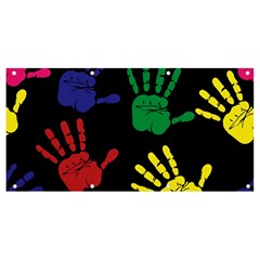 Handprints Hand Print Colourful Banner And Sign 8  X 4  by Apen