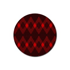 Muster Rot Schwarz Rubber Coaster (round) by 2607694c