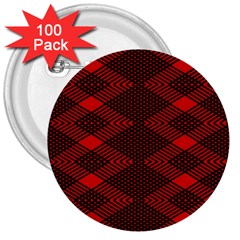 Pattern Black Red 3  Buttons (100 Pack)  by 2607694c