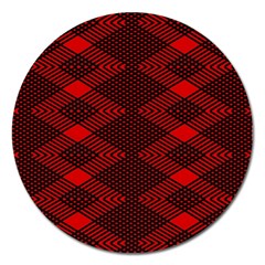 Pattern Black Red Magnet 5  (round) by 2607694c