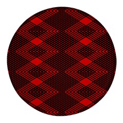 Pattern Black Red Round Glass Fridge Magnet (4 Pack) by 2607694c