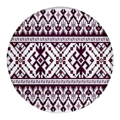 Illustration Ukrainian Folk Seamless Pattern Ornament Round Glass Fridge Magnet (4 Pack) by Proyonanggan