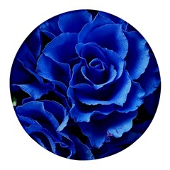 Blue Roses Flowers Plant Romance Blossom Bloom Nature Flora Petals Round Glass Fridge Magnet (4 Pack) by Proyonanggan